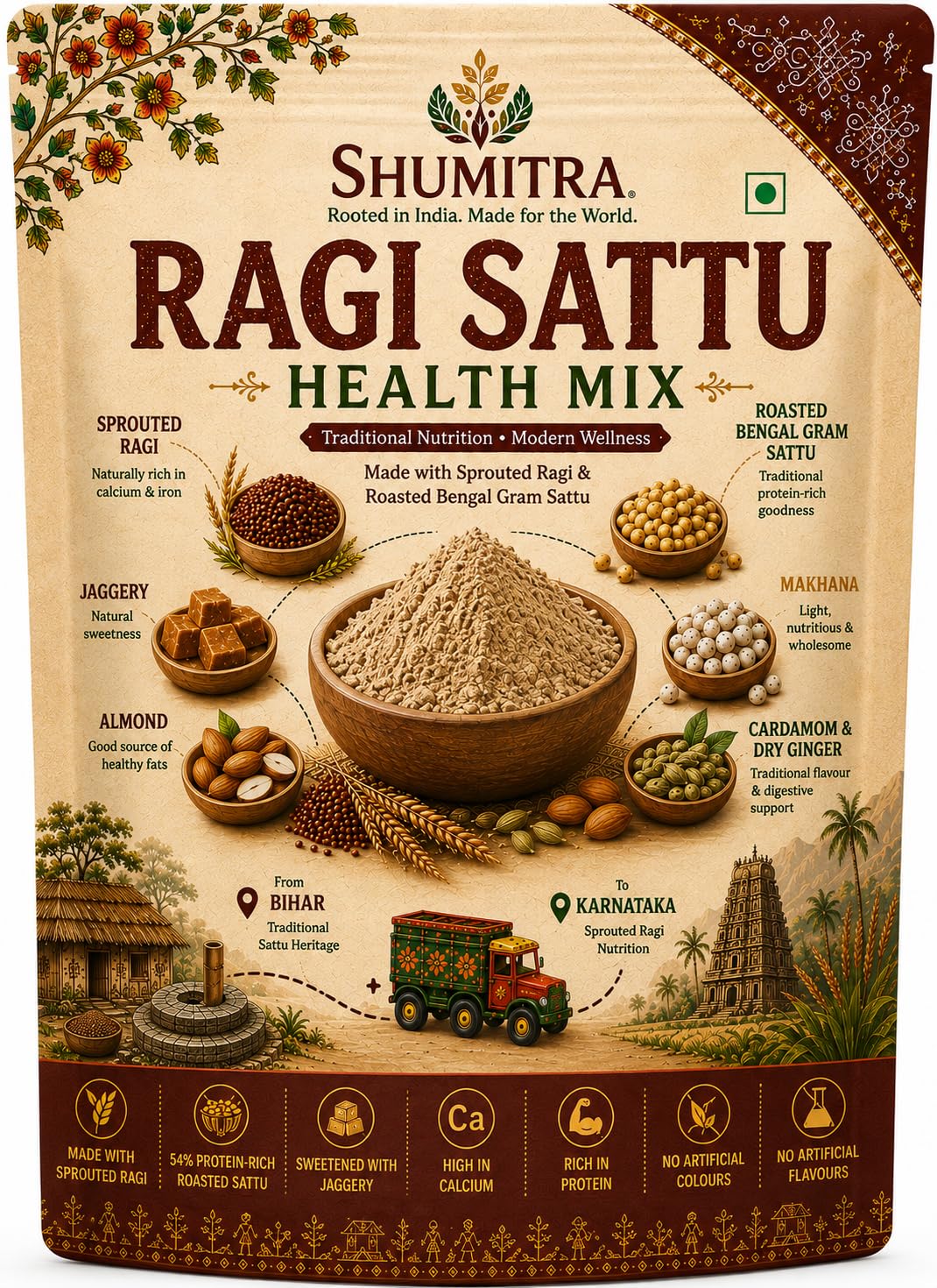 Shumitra Ragi Sattu Health Mix pack front