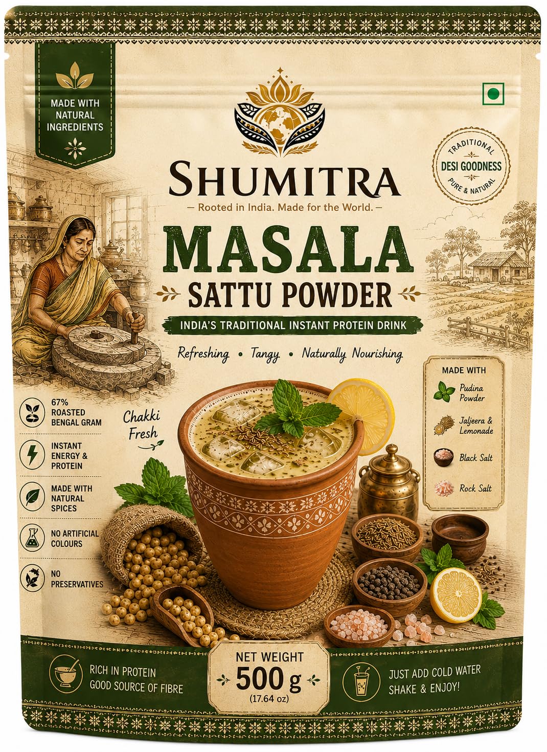 Shumitra Masala Sattu Powder pack front