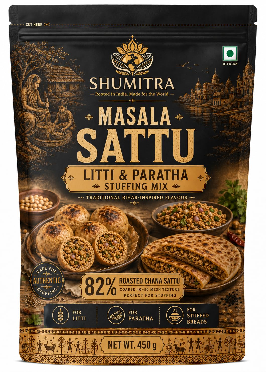 Shumitra Masala Sattu Litti & Paratha Stuffing Mix pack front